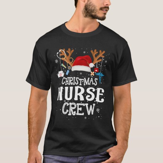 Kerstmis Verpleegster Crew Kerstmis Verpleegkundig T-shirt (Voorkant)