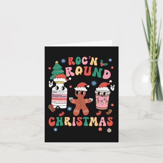Kerstmis Verpleegster Roc'n rond de Kerstmis Kaart (Voorkant)