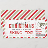 Kerstmis Verrassing Ski Trip Gift Ticket Voucher Kaart (Voorkant / Achterkant)