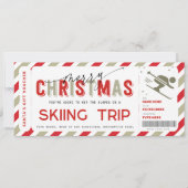 Kerstmis Verrassing Ski Trip Gift Ticket Voucher Kaart (Voorkant)