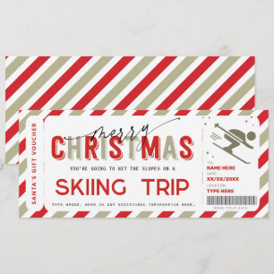 Kerstmis Verrassing Ski Trip Gift Ticket Voucher Kaart