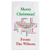 Kerstmis verschillende talen Word Cloud Custom Klein Cadeauzakje (Achterkant)