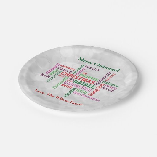 Kerstmis verschillende talen Word Cloud Custom Papieren Bordje (Gekanteld)