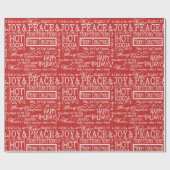 Kerstmis Verse Rood en Wit Cadeaupapier (Vlak)