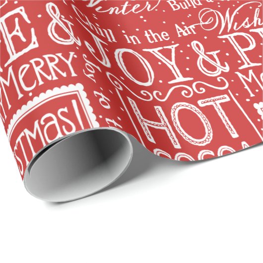 Kerstmis Verse Rood en Wit Cadeaupapier (Rol Hoek)