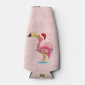 Kerstmis Versierde Flamingo Flessenkoeler Flesjeskoeler (Voorkant)