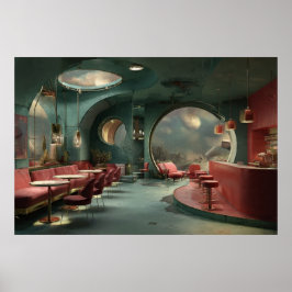 Kerstmis Versierde Kamer in Maanvorm | Fes Poster
