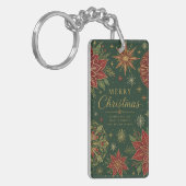 Kerstmis Versierde Poinsettia Mandala Sleutelhanger (Voorkant Links)