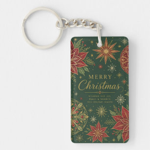 Kerstmis Versierde Poinsettia Mandala Sleutelhanger