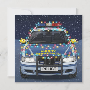 Kerstmis Versierde Politieauto Feestdagenkaart