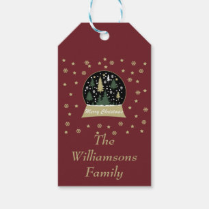 Kerstmis versierde sneeuwbol Gepersonaliseerd Cadeaulabel