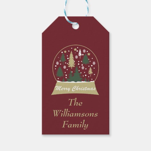 Kerstmis versierde sneeuwbol Gepersonaliseerd Cadeaulabel (Voorkant)