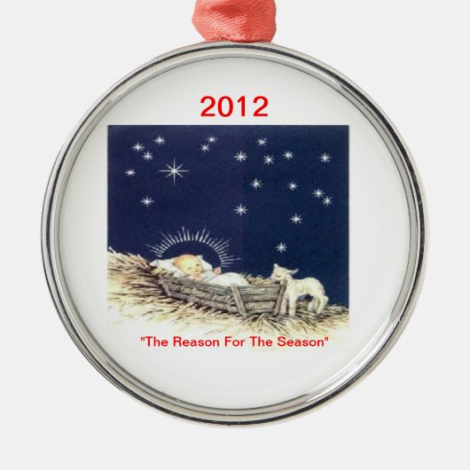 Kerstmis * Versiering * Baby Jezus * Religieus * L Metalen Ornament (Voorkant)