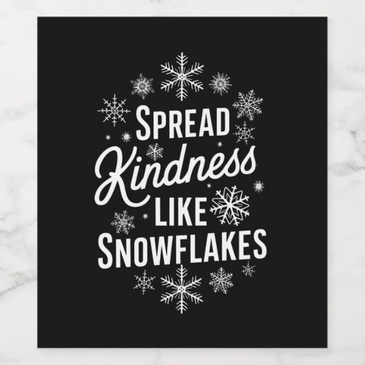 Kerstmis verspreidde vriendelijkheid als sneeuwvlo wijn etiket (Enkel label)