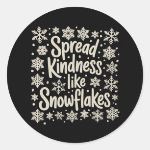 Kerstmis verspreidt vriendelijkheid als sneeuwvlok ronde sticker