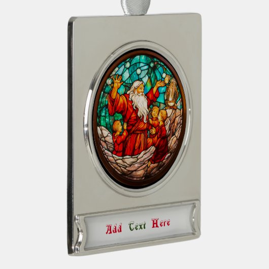 Kerstmis Verzilverd Banner Ornament (Rechts)