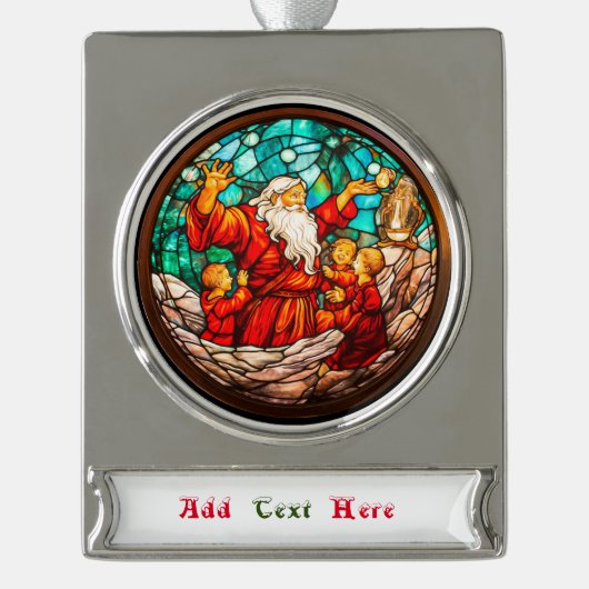 Kerstmis Verzilverd Banner Ornament (Voorkant)