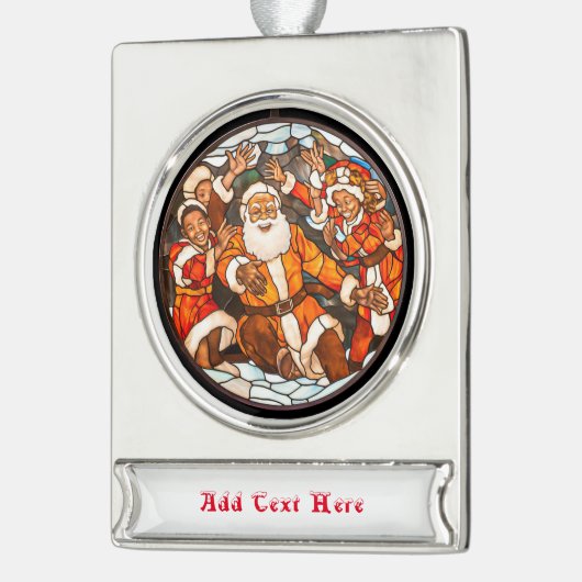 Kerstmis Verzilverd Banner Ornament (Links)