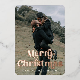 Kerstmis Vet Vintage Lettertype Folie Feestdagenkaart