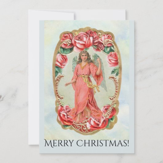 Kerstmis Victoriaans Angel Uitnodiging tot Rozen (Voorkant)