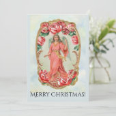 Kerstmis Victoriaans Angel Uitnodiging tot Rozen (Staand voorkant)