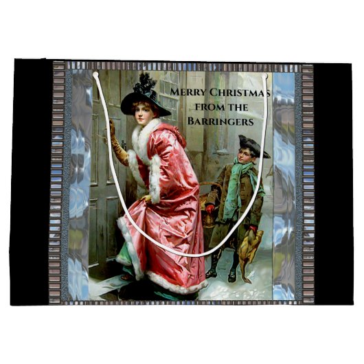 Kerstmis Victoriaans Groot Cadeauzakje (Achterkant)