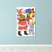Kerstmis, Victoriaans kerstkaart Canvas Afdruk (Insitu (Houten vloer))