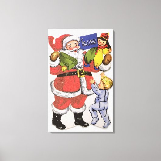 Kerstmis, Victoriaans kerstkaart Canvas Afdruk (Voorkant)