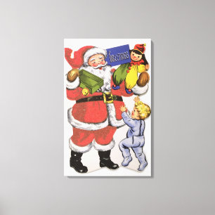 Kerstmis, Victoriaans kerstkaart Canvas Afdruk