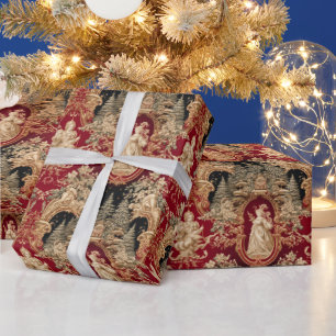 Kerstmis Victoriaans Vintage Toile de Jouy Cadeaupapier