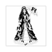 Kerstmis Victoriaanse Prinses met Parasol Rubberstempel (Afrduk)