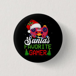 Kerstmis Video Gamer Santa's Favoriete Gamer Gamer Ronde Button 3,2 Cm