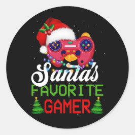 Kerstmis Video Gamer Santa's Favoriete Gamer Gamer Ronde Sticker