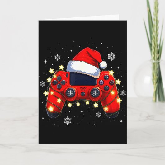 Kerstmis Videospel Controller Sinterklaas Hoed Gam Kaart (Voorkant)