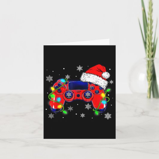 Kerstmis Videospel Controller Sinterklaas Hoed Gam Kaart (Voorkant)