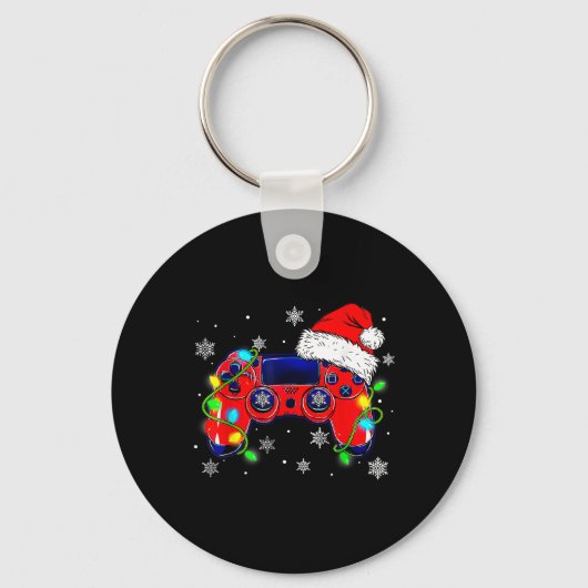 Kerstmis Videospel Controller Sinterklaas Hoed Gam Sleutelhanger (Voorkant)