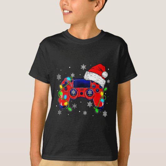 Kerstmis Videospel Controller Sinterklaas Hoed Gam T-shirt (Voorkant)