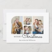 Kerstmis vier familie foto minimalist feestdagenkaart (Voorkant)