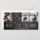 Kerstmis vier foto's op krijtbord feestdagenkaart (Voorkant / Achterkant)