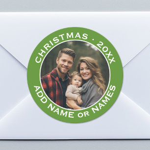 Kerstmis vieren met je favoriete foto ronde sticker