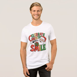 Kerstmis vieren met Santa's glimlach Tri-Blend Shirt