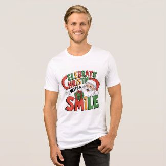 Kerstmis vieren met Santa's glimlach Tri-Blend Shirt