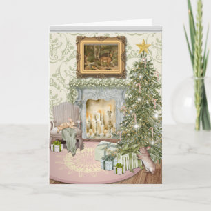 Kerstmis vierende konijnen op een gevouwen wenskaa kaart