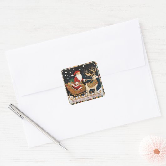 Kerstmis Vierkante Sticker (Envelop)