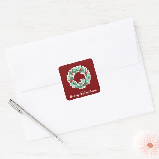 Kerstmis Vierkante Sticker (Envelop)