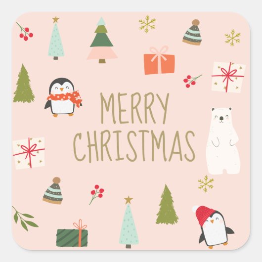 Kerstmis Vierkante Sticker (Voorkant)