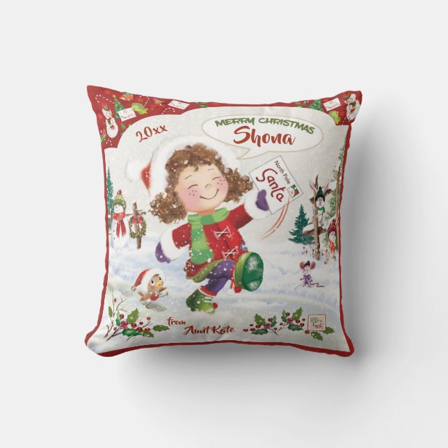 Kerstmis, vind de 3 cellen, cute Girls activiteit Kussen (Voorkant)