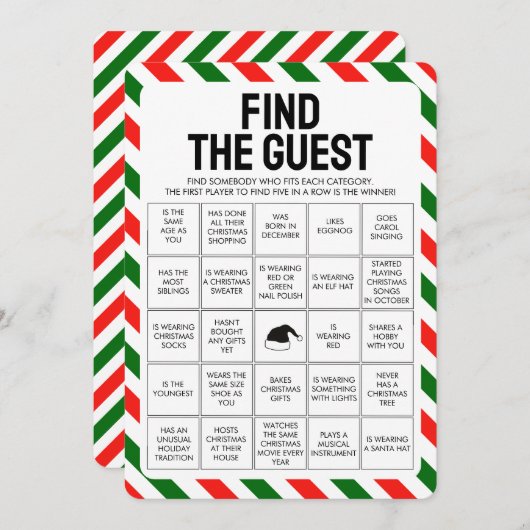 Kerstmis Vind het Gast Bingo Spel Feestdagenkaart (Voorkant / Achterkant)