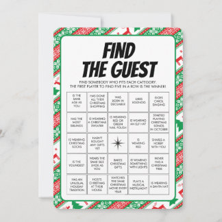 Kerstmis Vind het Gast Bingo Spel Kaart