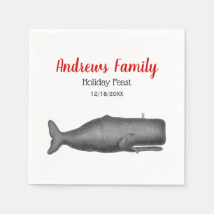 Kerstmis Vintage 19e Eeuw Gestileerde Walvis #1 N Servetten